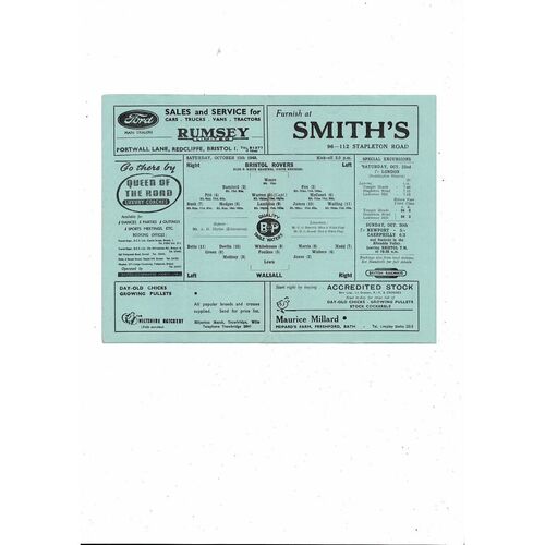 1949/50 Bristol Rovers v Walsall Football Programme