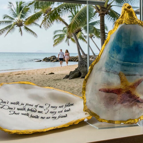 Handcrafted Oyster Shell Keepsake Box – Starfish Decoupage