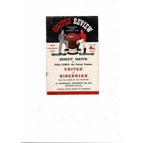 1953/54 Manchester United v Middlesbrough Football Programme