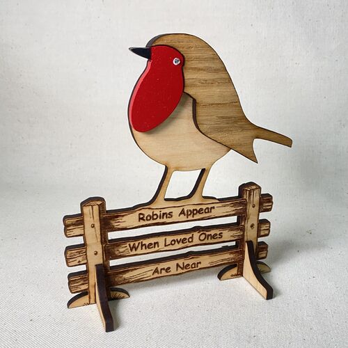 Personalised Wooden Robin Memorial Keepsake