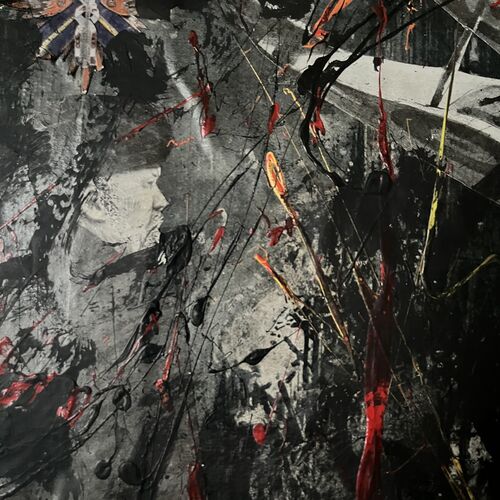 Large Decoupage Anti War Art Work 