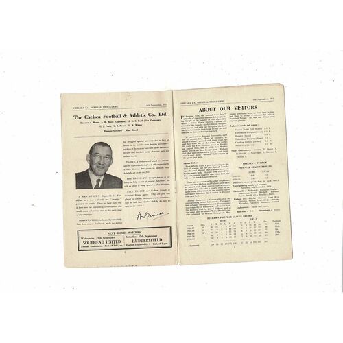 1951/52 Chelsea v Fulham Football Programme