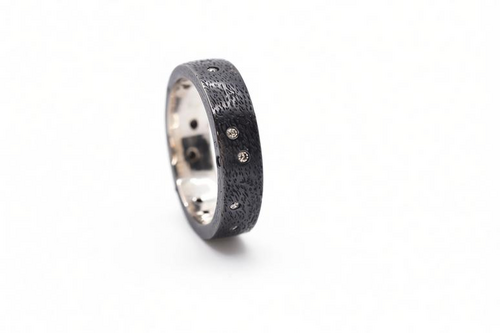 Night Sky Flush set ring, simple finish.