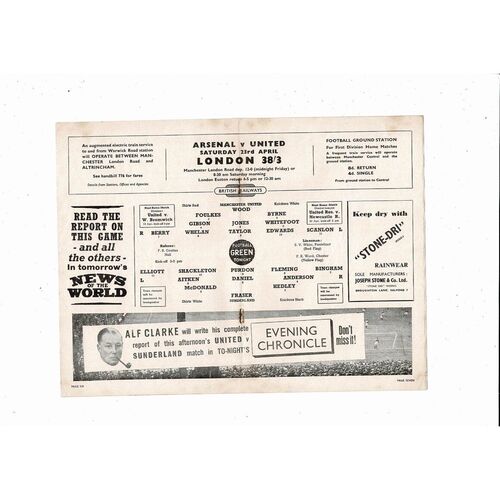 1954/55 Manchester United v Sunderland Football Programme