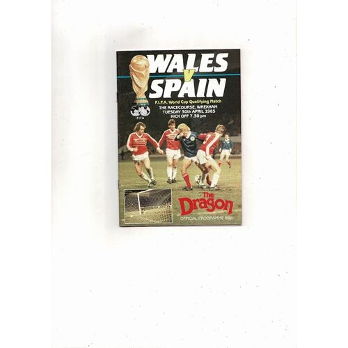 1985 Wales v Spain World Cup Football Programme @ Wrexham