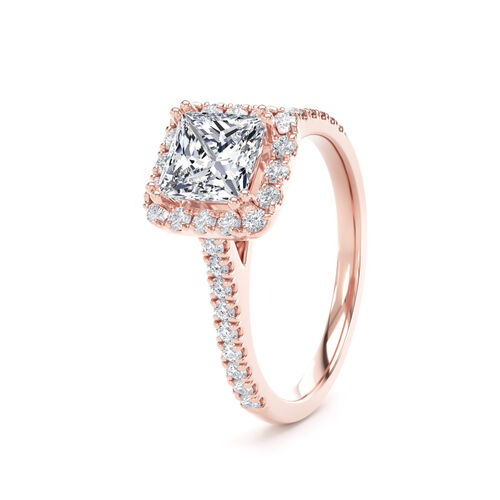 Princess cut halo with claw settings