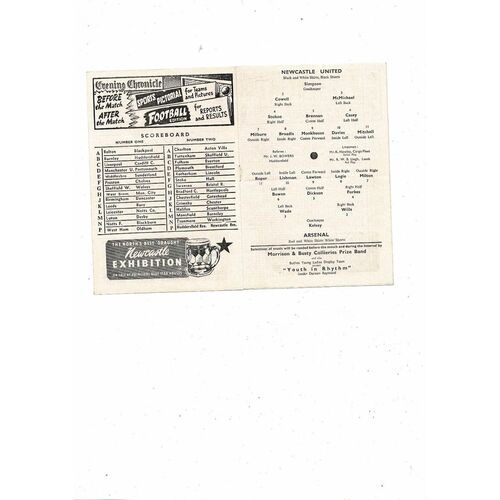 1955/56 Newcastle United v Arsenal Football Programme
