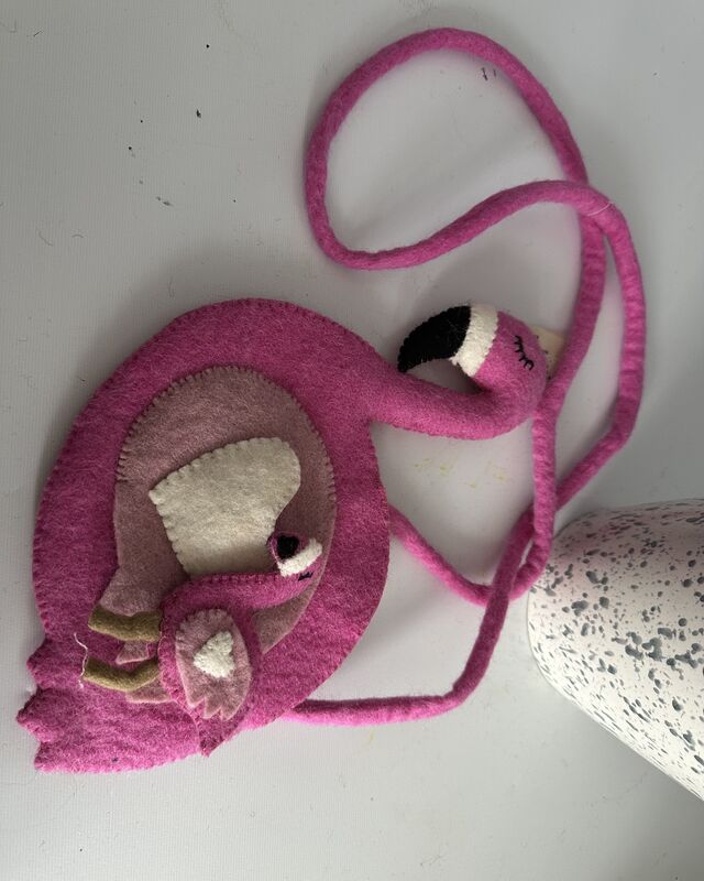 Flamingo puppet bag