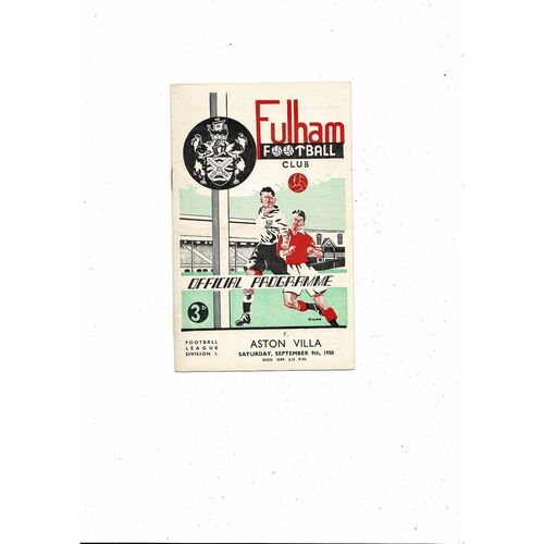 1950/51 Fulham v Aston Villa Football Programmes