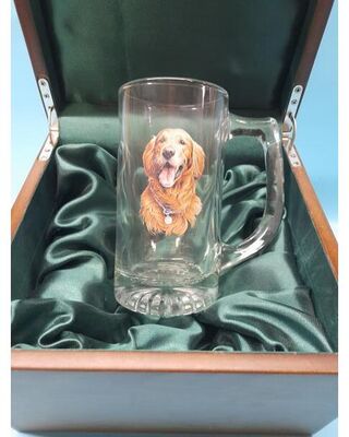 American Stein glass with Golden Retriever image