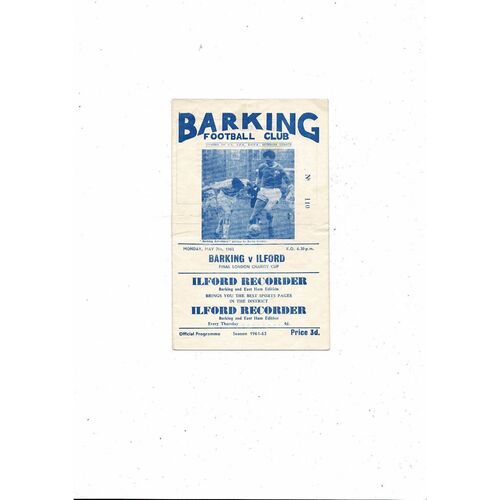 1961/62 Barking v Ilford London Charity Cup Final Football Programme