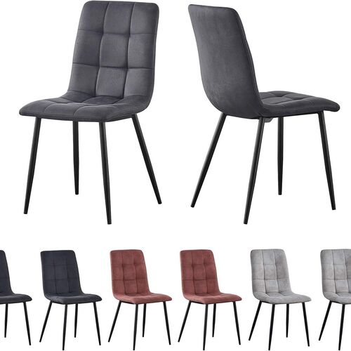 mcc direct Set of 2 Faux Matte Suede Leather Dining Chairs With metal Legs home& restaurants henri