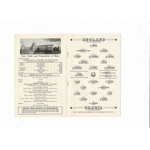 1963 England v Brazil Football Programme