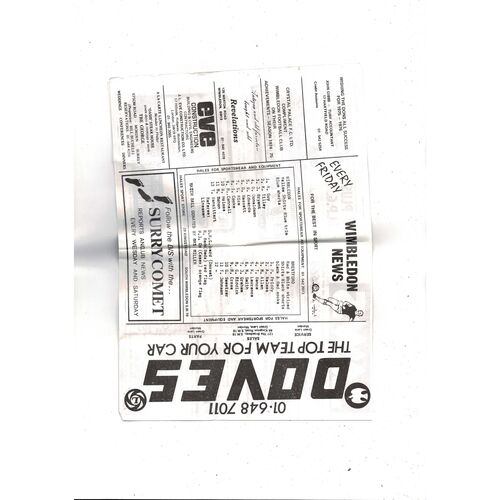 Wimbledon v Brentford FA Cup Football Programme 1975/76