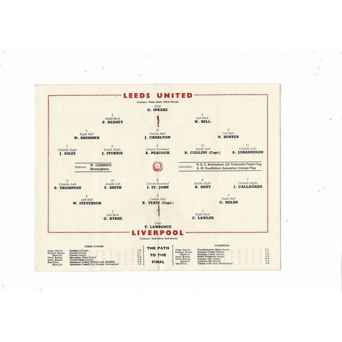 1965 Leeds United v Liverpool FA Cup Final Football Programme