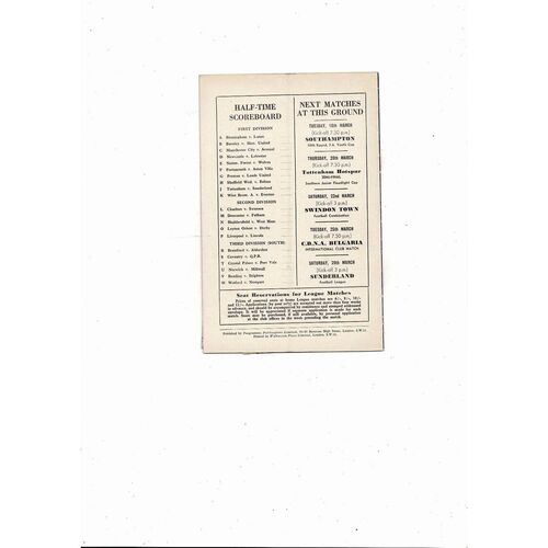 1957/58 Chelsea v Blackpool Football Programme