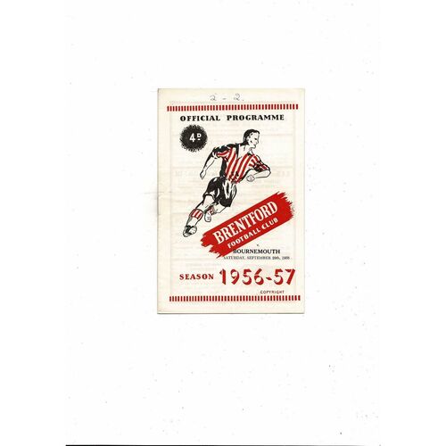 1956/57 Brentford v Bournemouth Football Programme
