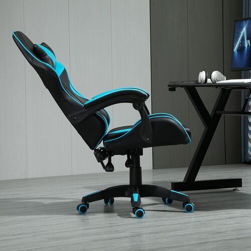 mcc direct Swivel Faux Leather Office Chair Racing Sports Gaming Tilt Computer Desk Chair with Headrest & Lumbar Cushion A