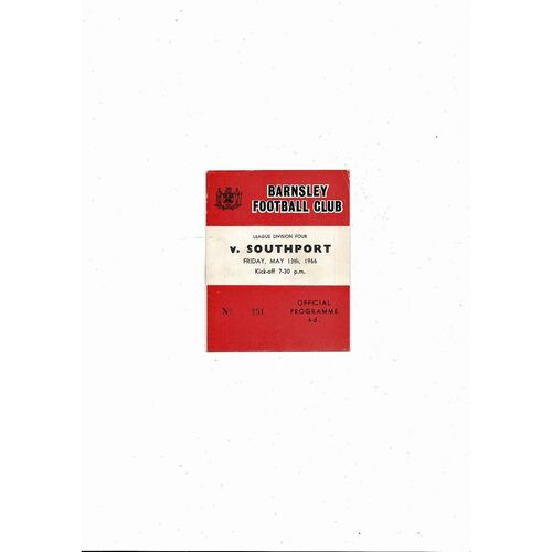 1965/66 Barnsley v Southport Football Programme May