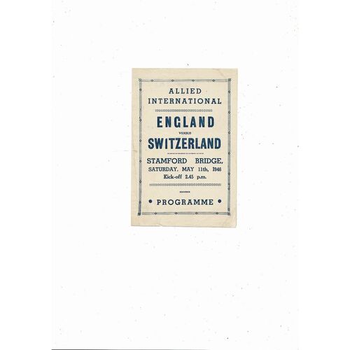 1946 England v Switzerland Football Programme Pirate edition @ Chelsea