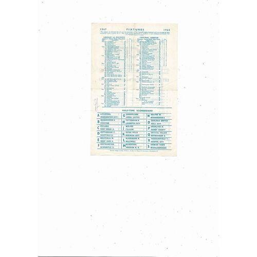 Manchester City v Bolton Wanderers Central League Football Programme 1967/68