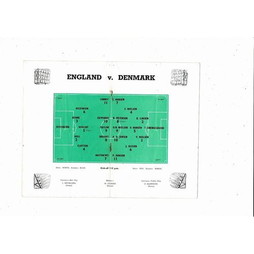 1956 England v Denmark World Cup Football Programme @ Wolves
