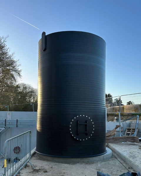 Large potable water tank for water treatment site