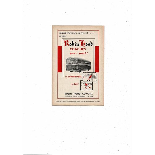 1959/60 Nottingham Forest v Arsenal Football Programme