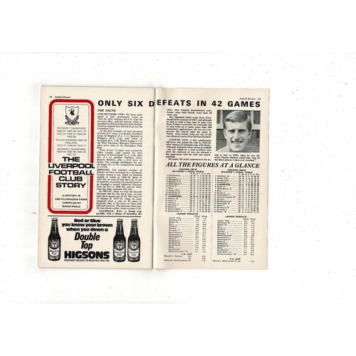 Liverpool v Eintracht Frankfurt UEFA Cup Football Programme 1972/73 + League Review