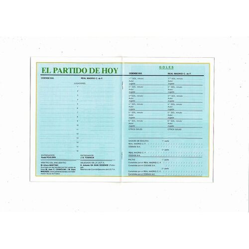 Real Madrid v Odense European Cup Football Programme 1990/91