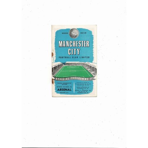 1957/58 Manchester City v Arsenal Football Programme