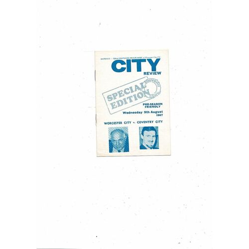 Worcester City v Coventry City Friendly Football Programme 1967/68