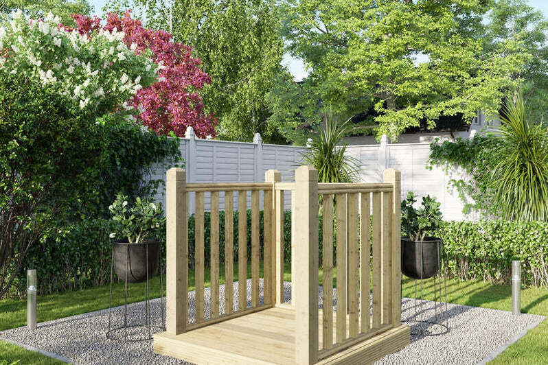 4x4 Wooden Decking with 3 Handrail Sides