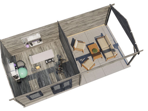 400cm x 400cm + 400cm Veranda