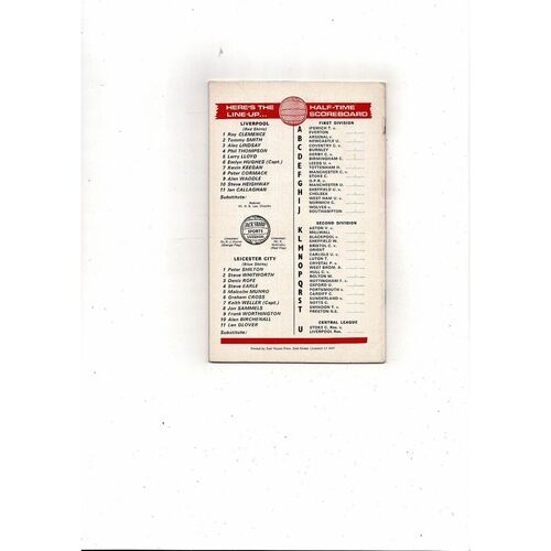 1973/74 Liverpool v Leicester City Football Programme + League Review