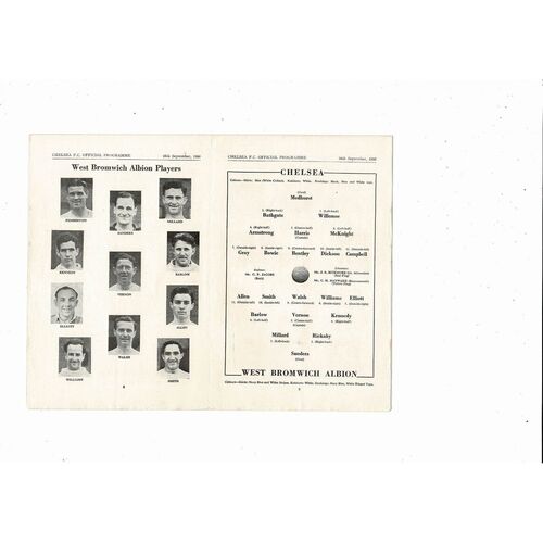 1950/51 Chelsea v West Bromwich Albion Football Programme