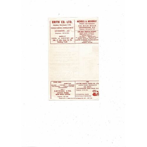 1968/69 Leytonstone v Walthamstow Essex Thameside Trophy Final 1967/68 Programme