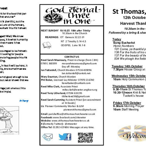 Pew Sheet | The Parish of St Thomas, Exeter