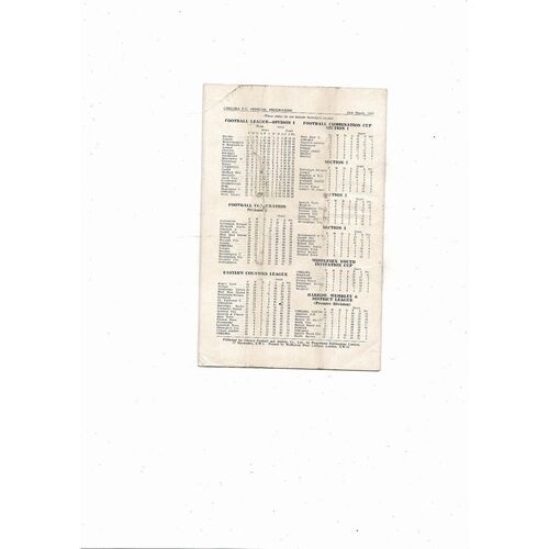 1952/53 Chelsea v Liverpool Football Programme