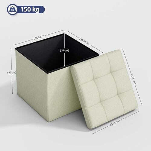 mcc direct Foldable Storage Ottoman, Small Footrest Cube, Storage Bench with Lid, 1 Storage Box for Bedroom & Living Room, 36 cm