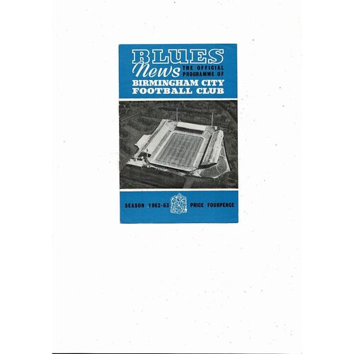 1962/63 Birmingham City v Tottenham Hotspur Football Programme
