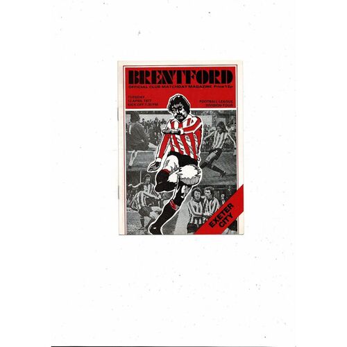 1976/77 Brentford v Exeter City Football Programme