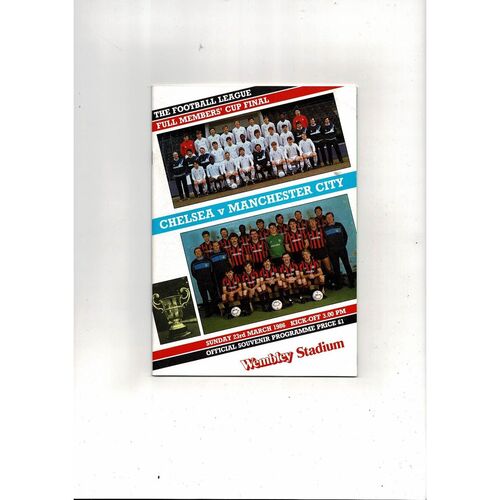 1986 Chelsea v Manchester City Full Members Cup Final Football Programme