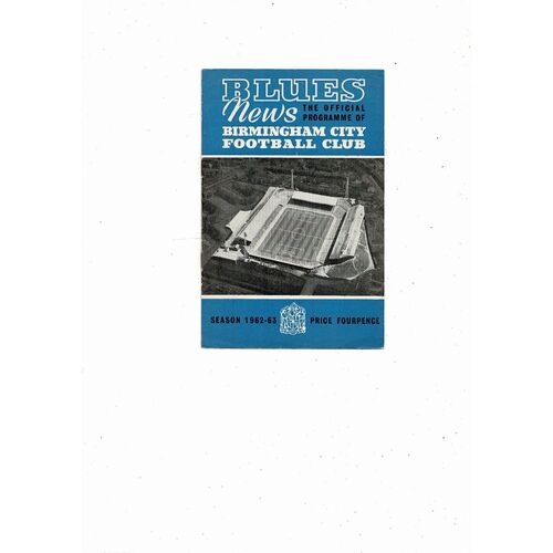 1962/63 Birmingham City v Doncaster Rovers Football Programme