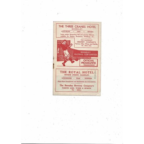 1957/58 Barnsley v Doncaster Rovers Football Programme