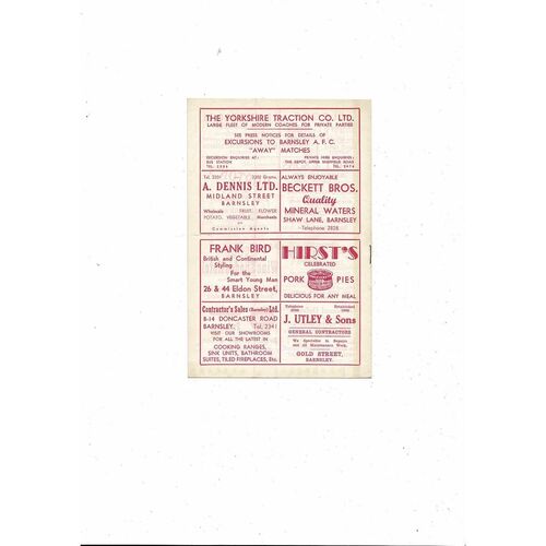 1959/60 Barnsley v Halifax Town Football Programme