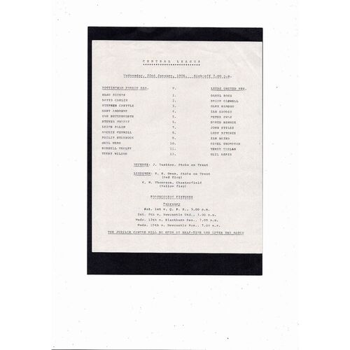 Nottingham Forest v Leeds United Central League Football Programme 1985/86