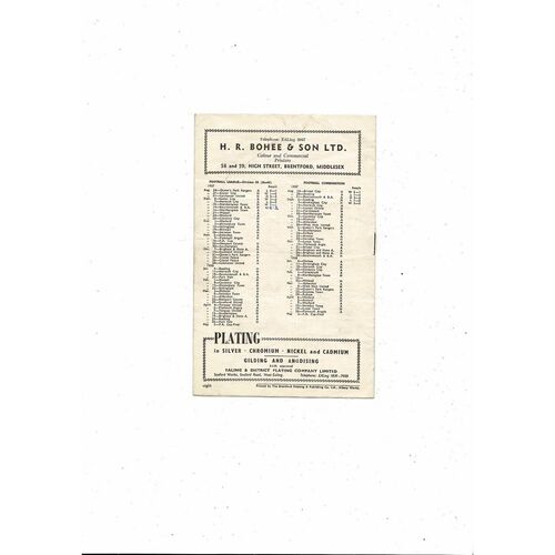 1957/58 Brentford v Bournemouth Football Programme