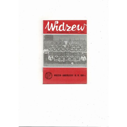 Widzew Lodz v Anderlecht European Cup Football Programme 1981/82