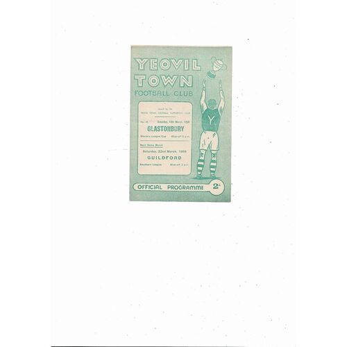Yeovil Town v Glastonbury Western League Football Programme 1957/58